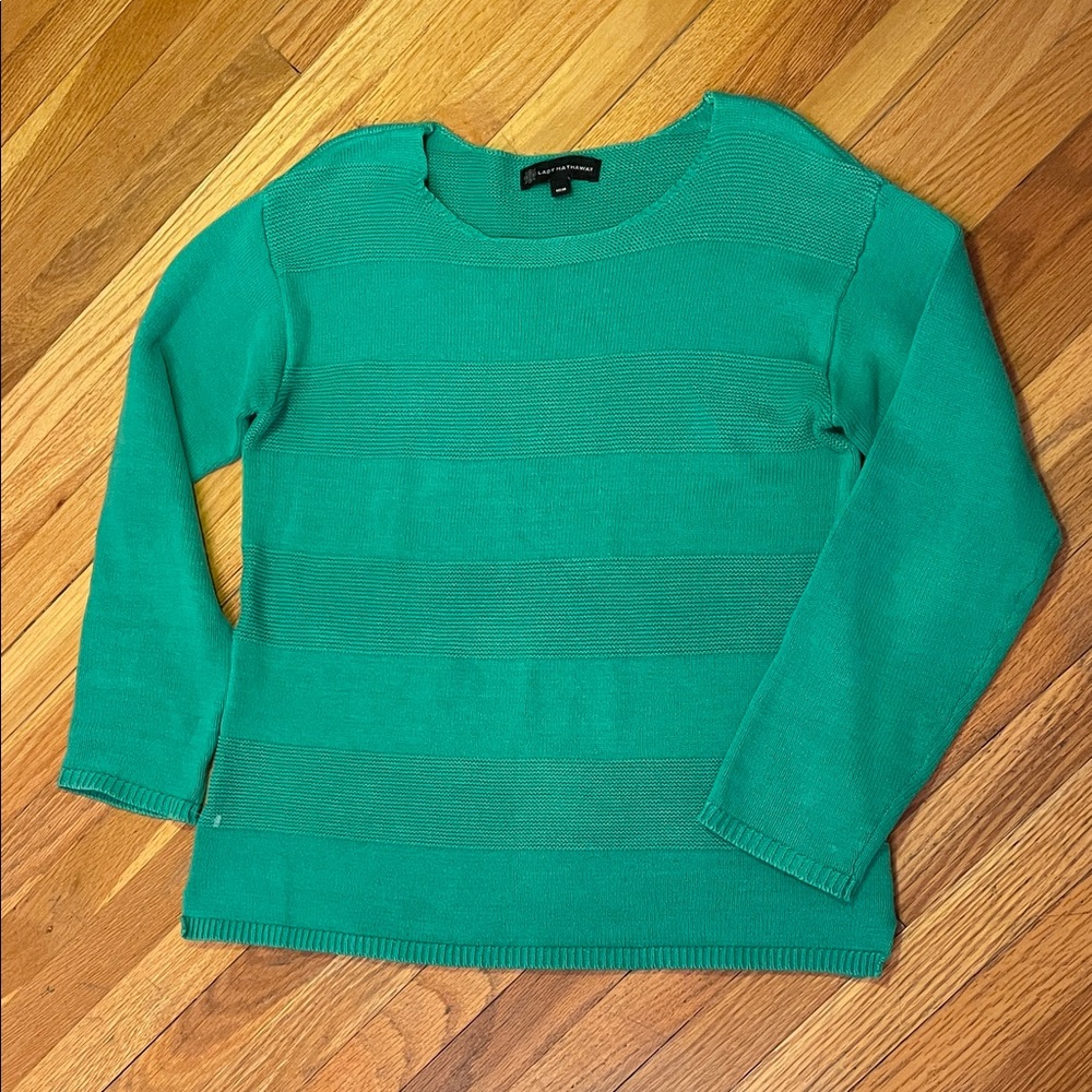 LADY HATHAWAY Kelly Green Soft Knit Crewneck Cottagecore Vibrant Comfy Sweater